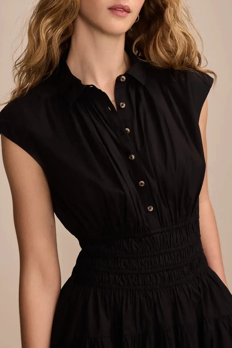 Smocked Dropped Waist Midi Dress