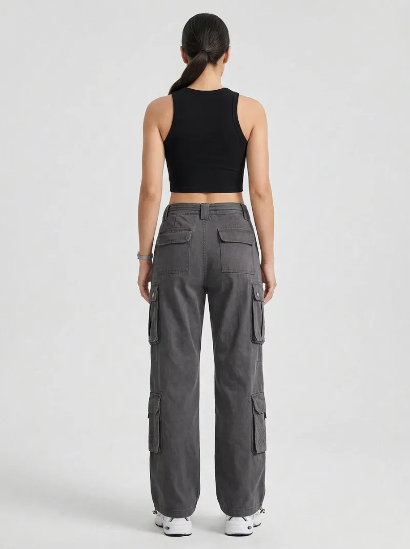 Lifestyle Embroidered Detail Multi Pocket Utility Look Women's Multi Pocket Cargo Pants
