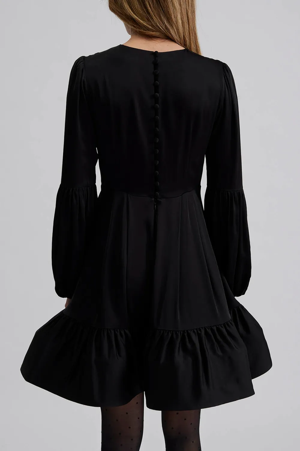 Ruffled Hem Puff Sleeve Mini Dress