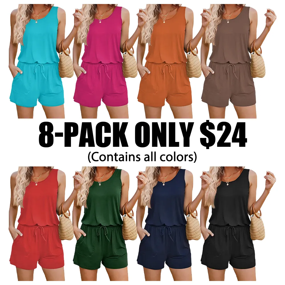 🔥Hot Sale💥Women's Summer Short Jumpsuit🔥8-PACK - All Colors Included