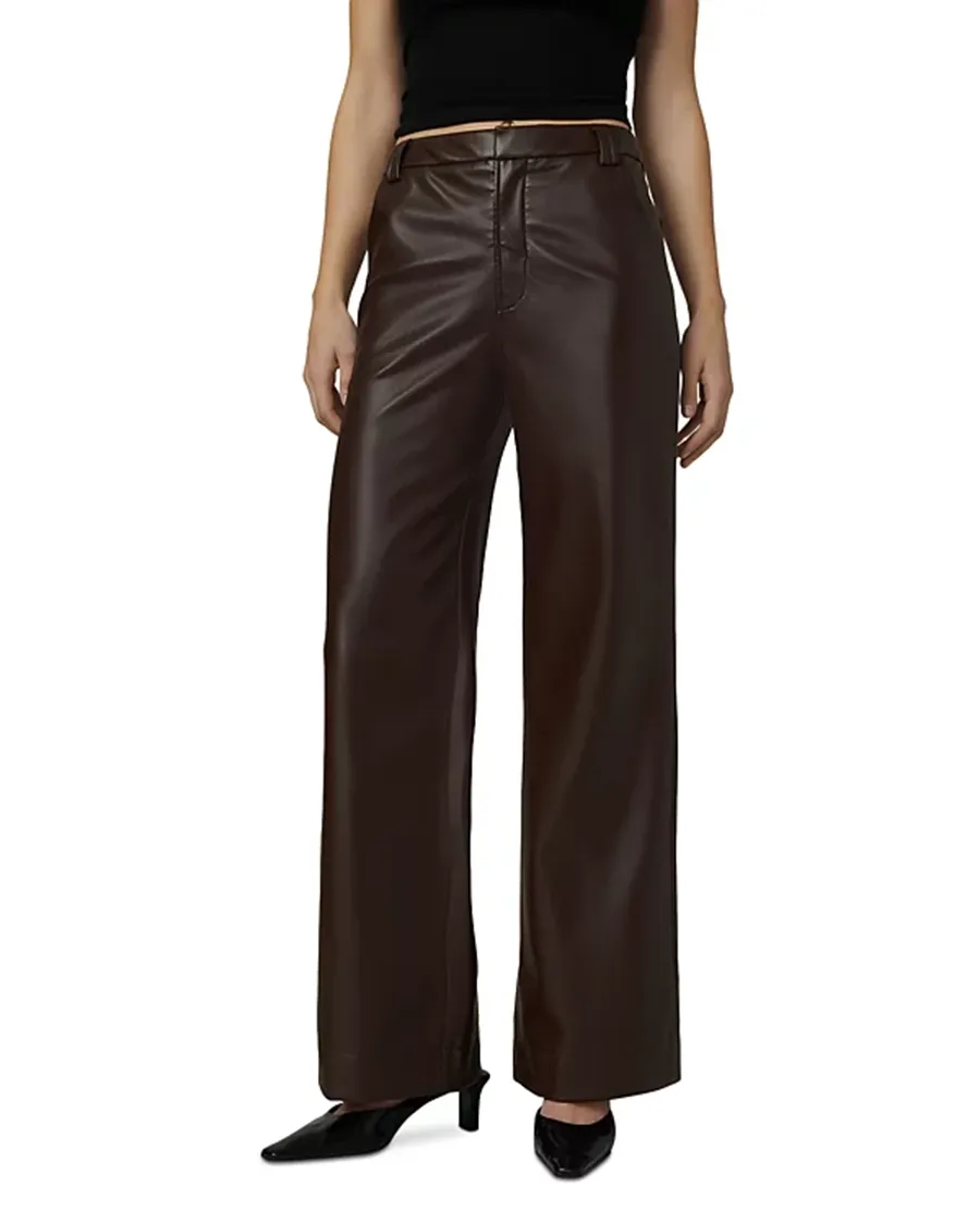 Faux Leather Wide Leg Pants