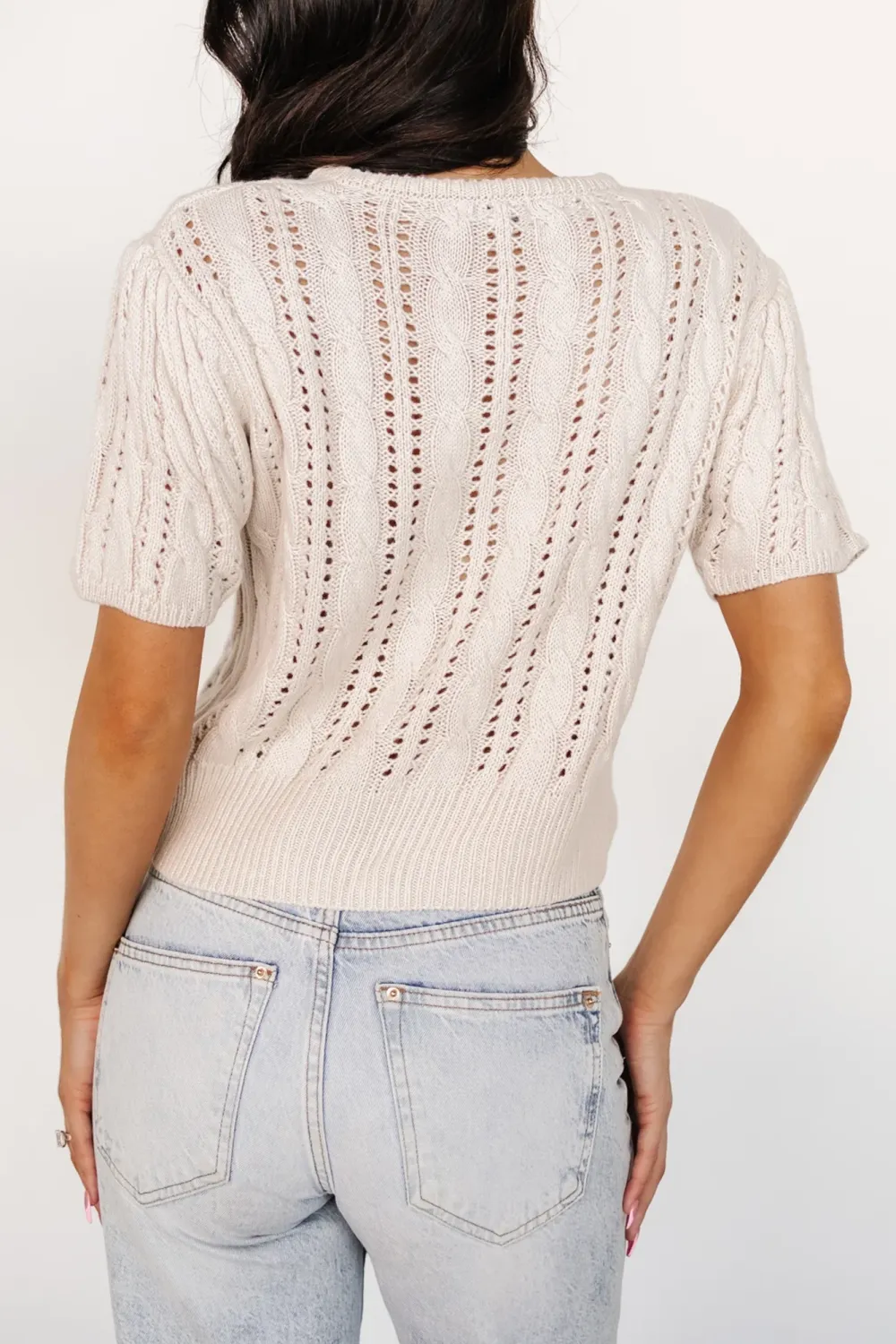 Minimalist Design Sense Hollow Out Cream Shirt