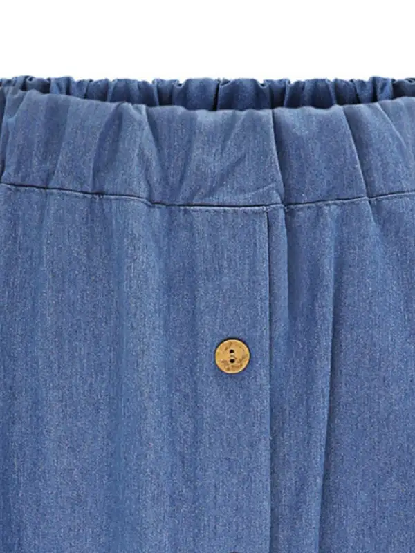 Full Size Button-front Denim A-line Skirt Plus Size