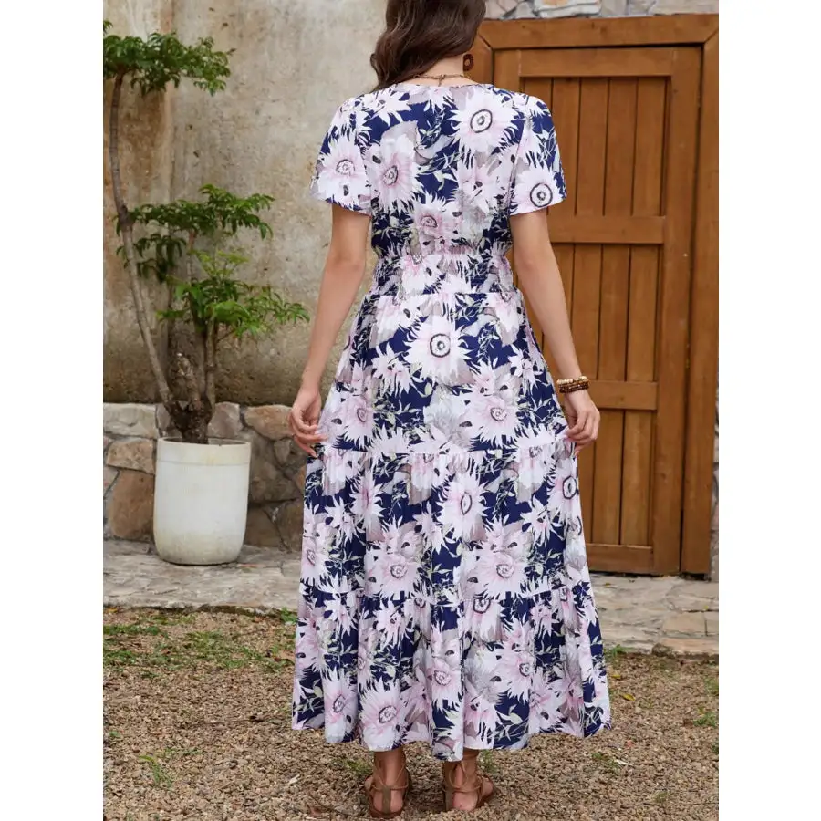 Print Surplice Midi Dress
