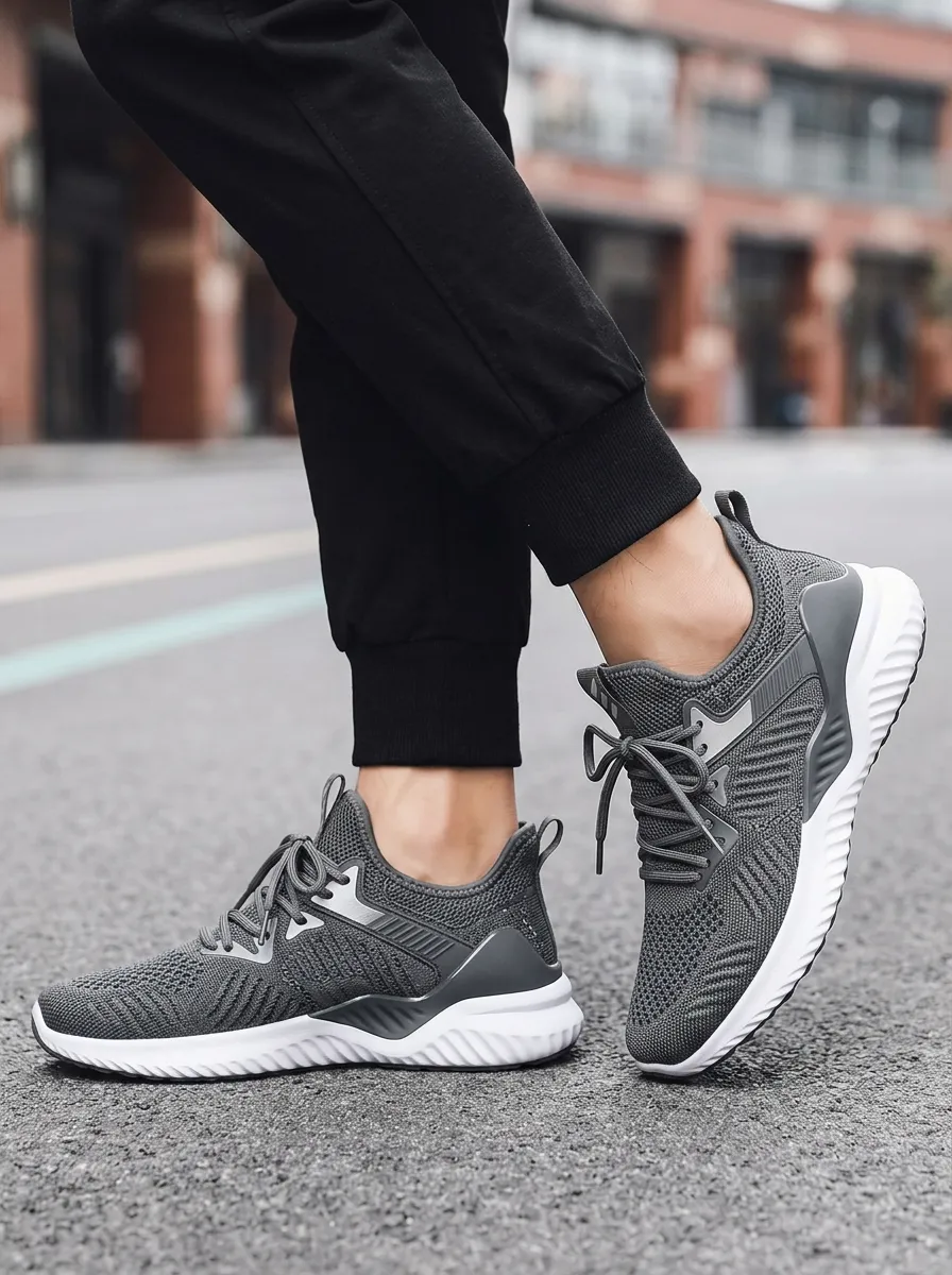 Men's Breathable Knit Running Mesh Athletic Sneakers