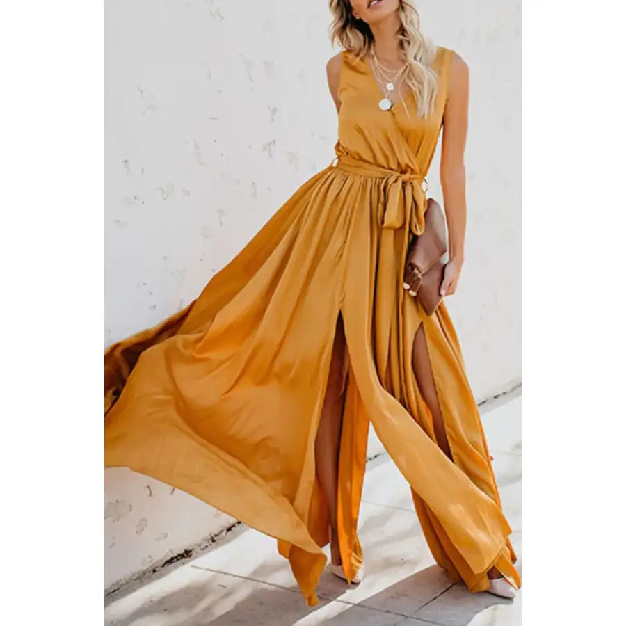 Surplice Tie Waist Maxi Dress