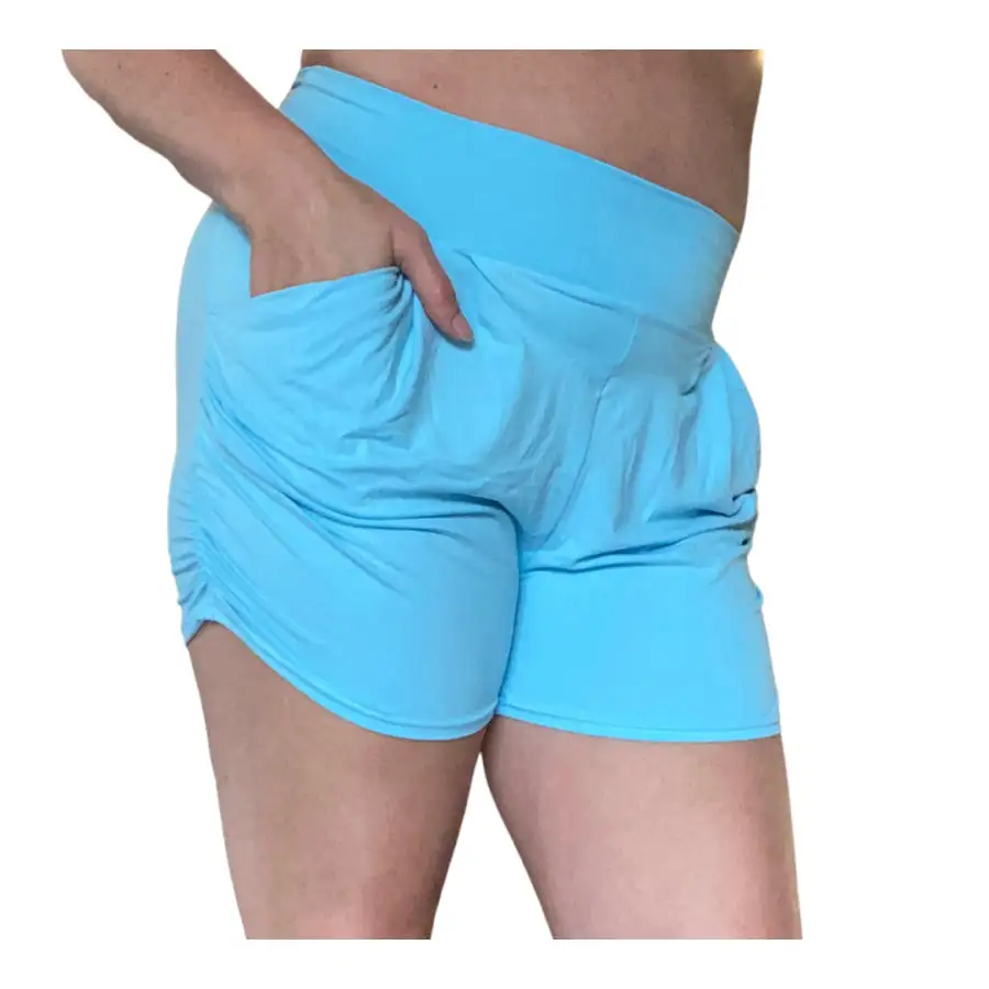 Buttery Soft Solid Harem Shorts with Pockets - Sky