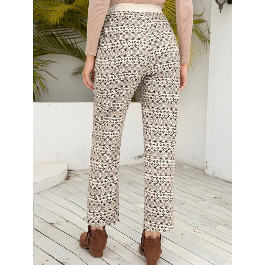 Tied Printed Pants with Pockets