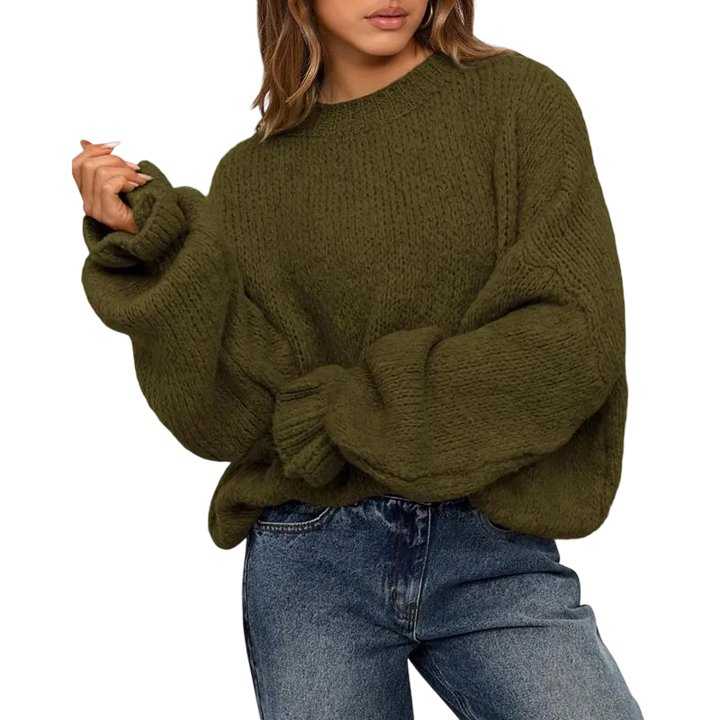 Women's Oversized Sweater Crewneck Long Sleeve