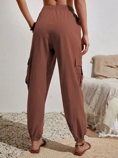 Drawstring Pocketed Cargo-Detail Jogger Pants