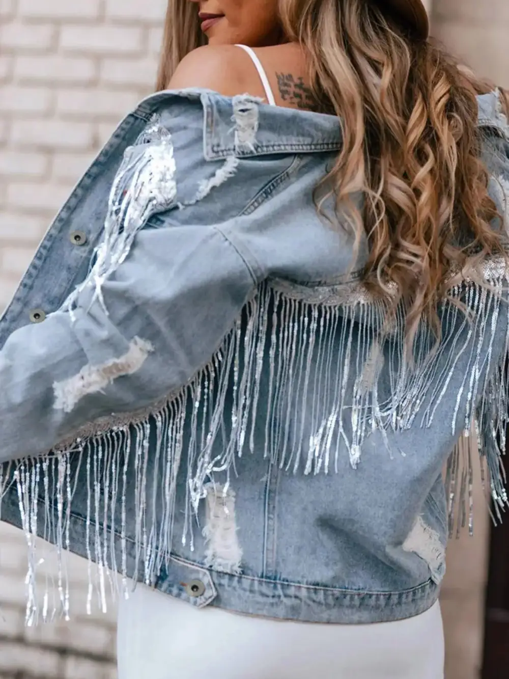 Fringed Sequin Embellished Jacket