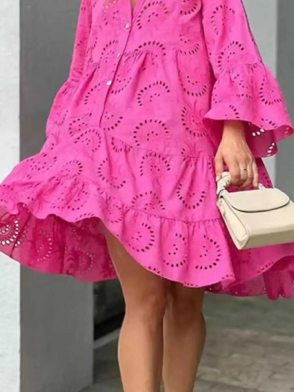 Ruffled Tiered Midi Tie Detail Dress