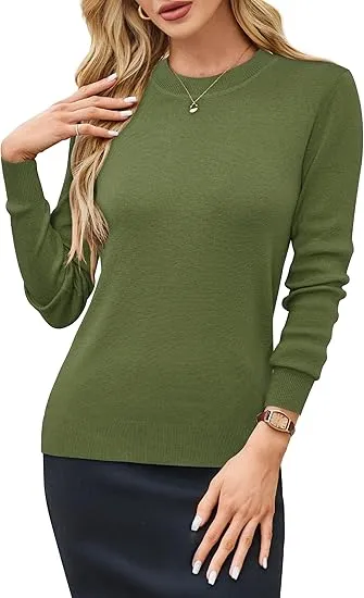 🍂 Women’s Wool Blend Classic Crew Neck Sweater – Timeless Warmth, Effortless Style