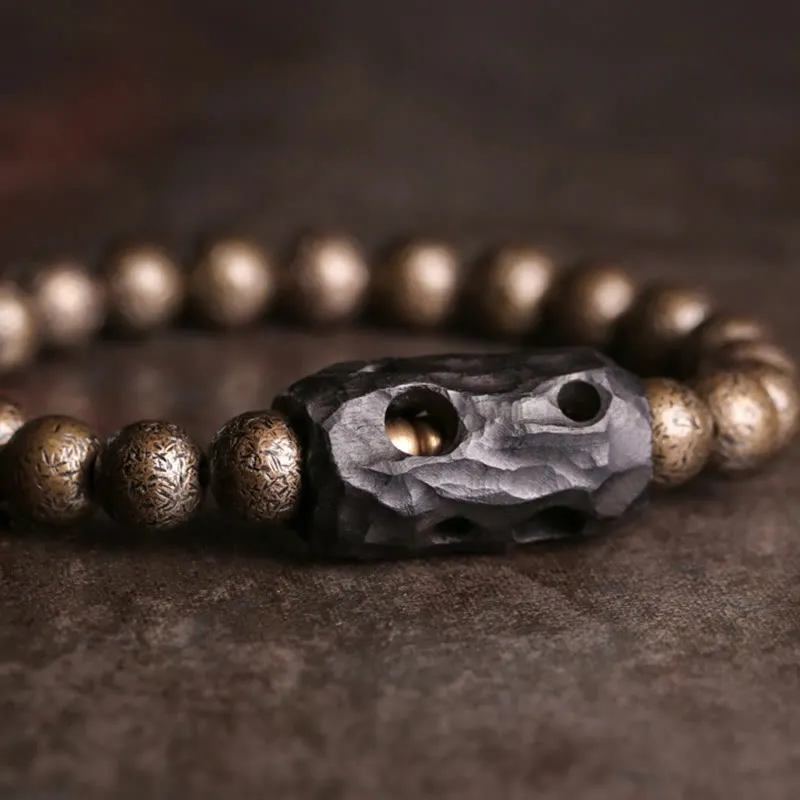 Ebony Wood Copper Beaded Bracelet