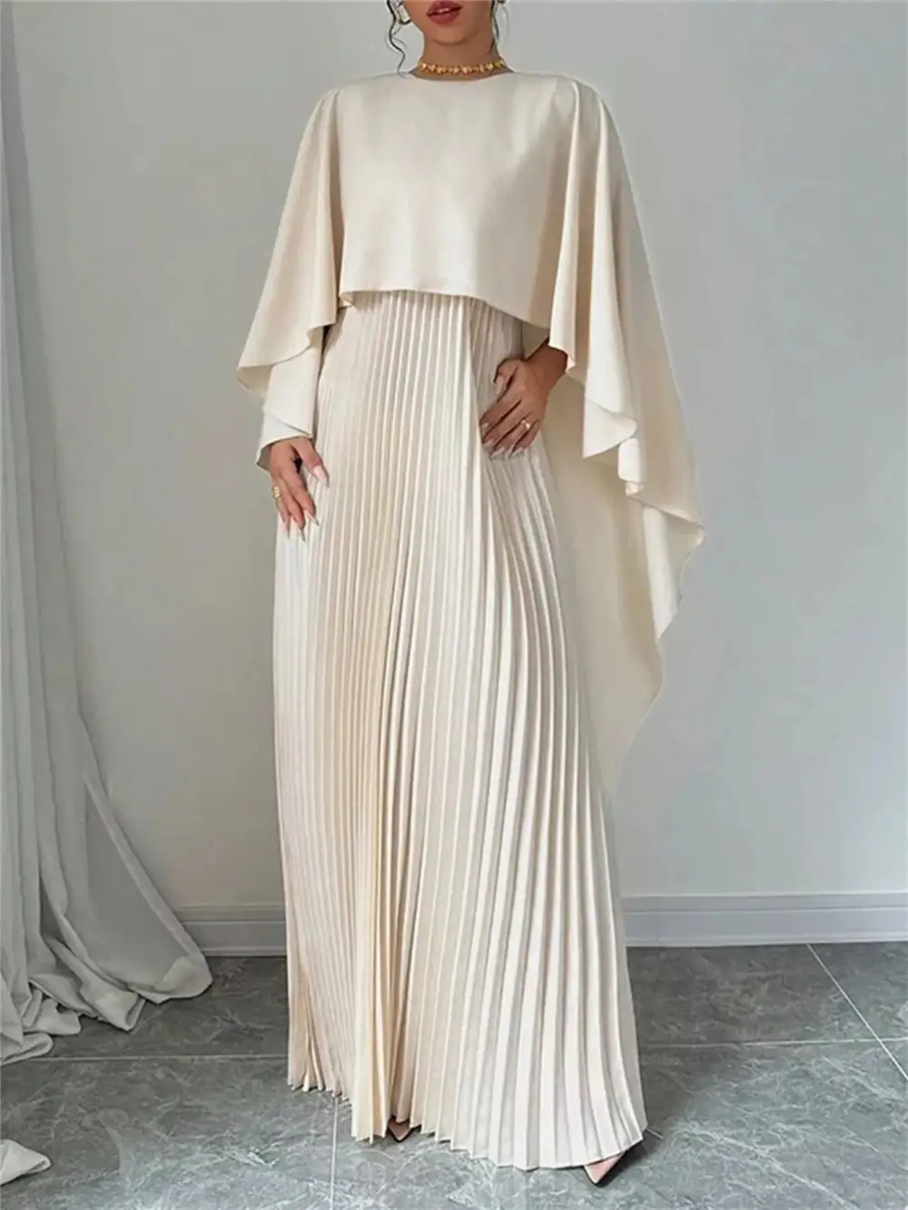 Drape Pleated Maxi Dress