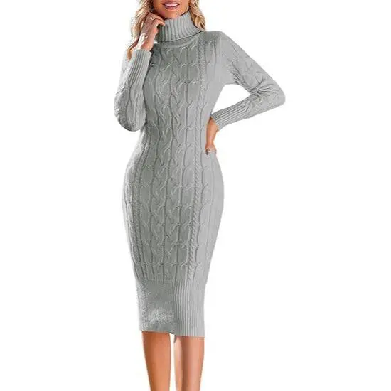 Women’s Long Sleeve Turtleneck Sweater Dress – Effortless Chic, Cozy Confidence