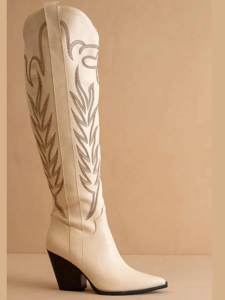 Classic Western Cowboy Embroidered Knee-High Boots