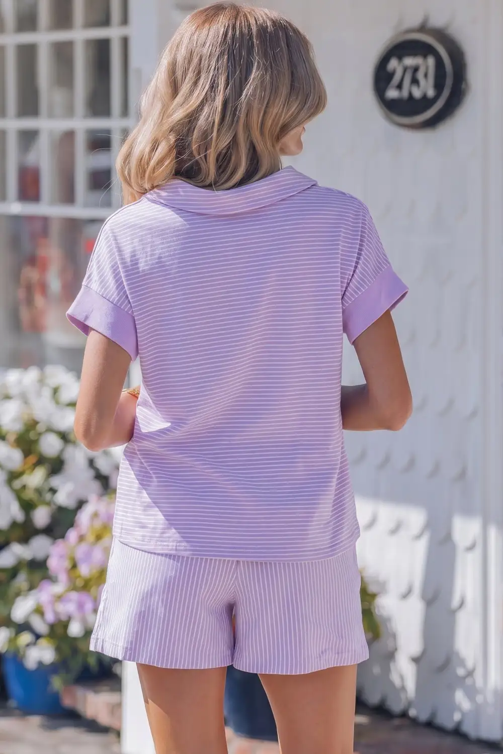 Striped Polo Shirt and Shorts Set