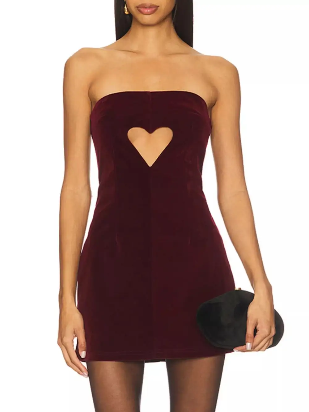 Heart Cutout Velvet Mini Dress