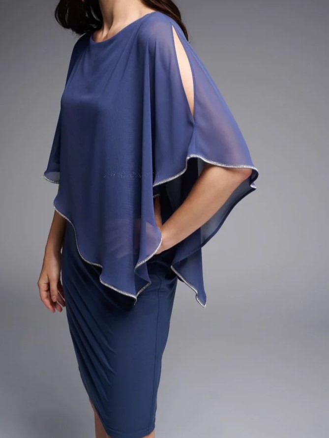 Midnight Blue Sheer - Sleeve Wrap Dress