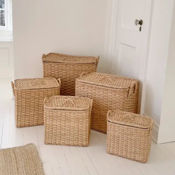 Rectangular Lidded Woven Baskets