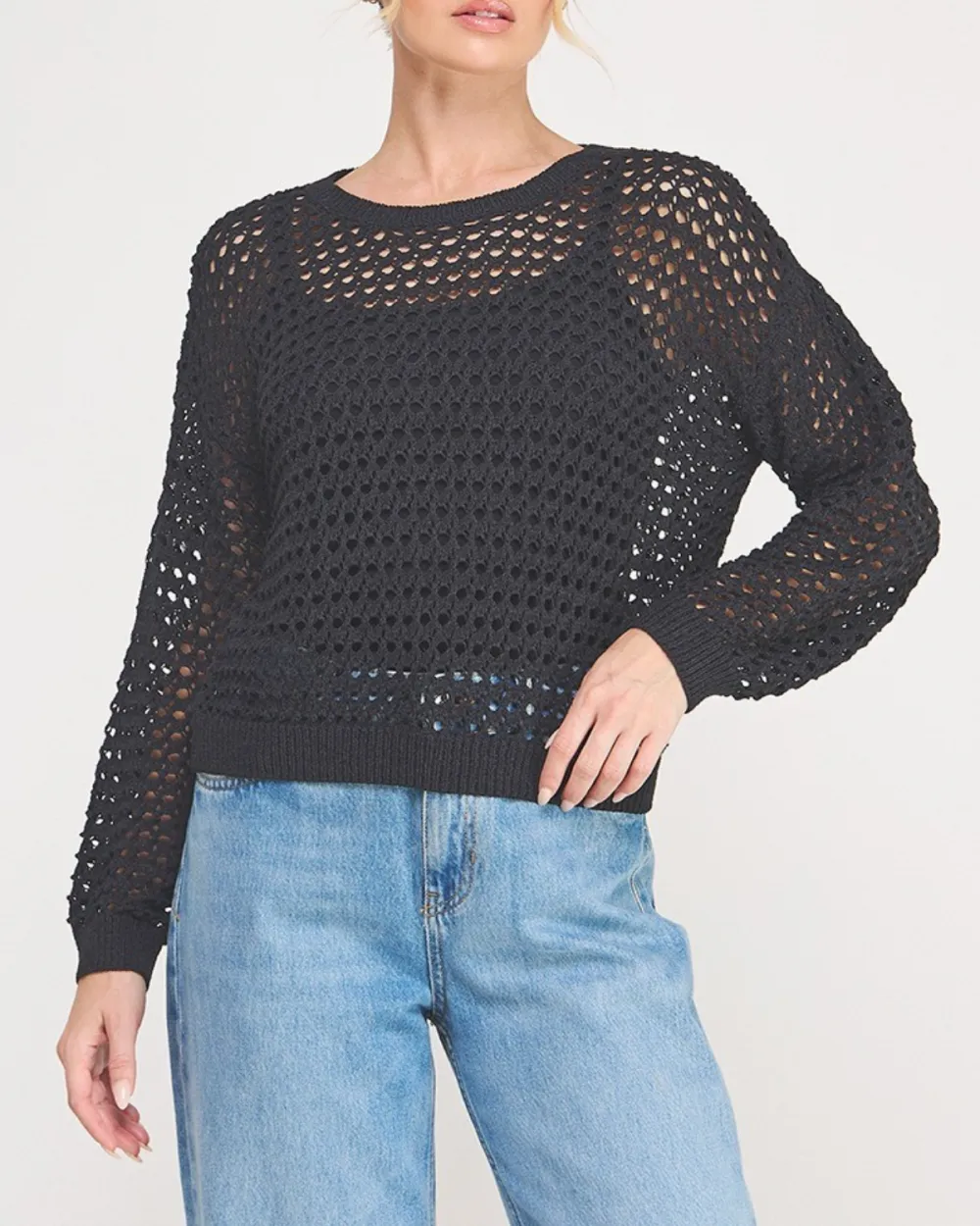 Relaxed Open Knit Sweater Top