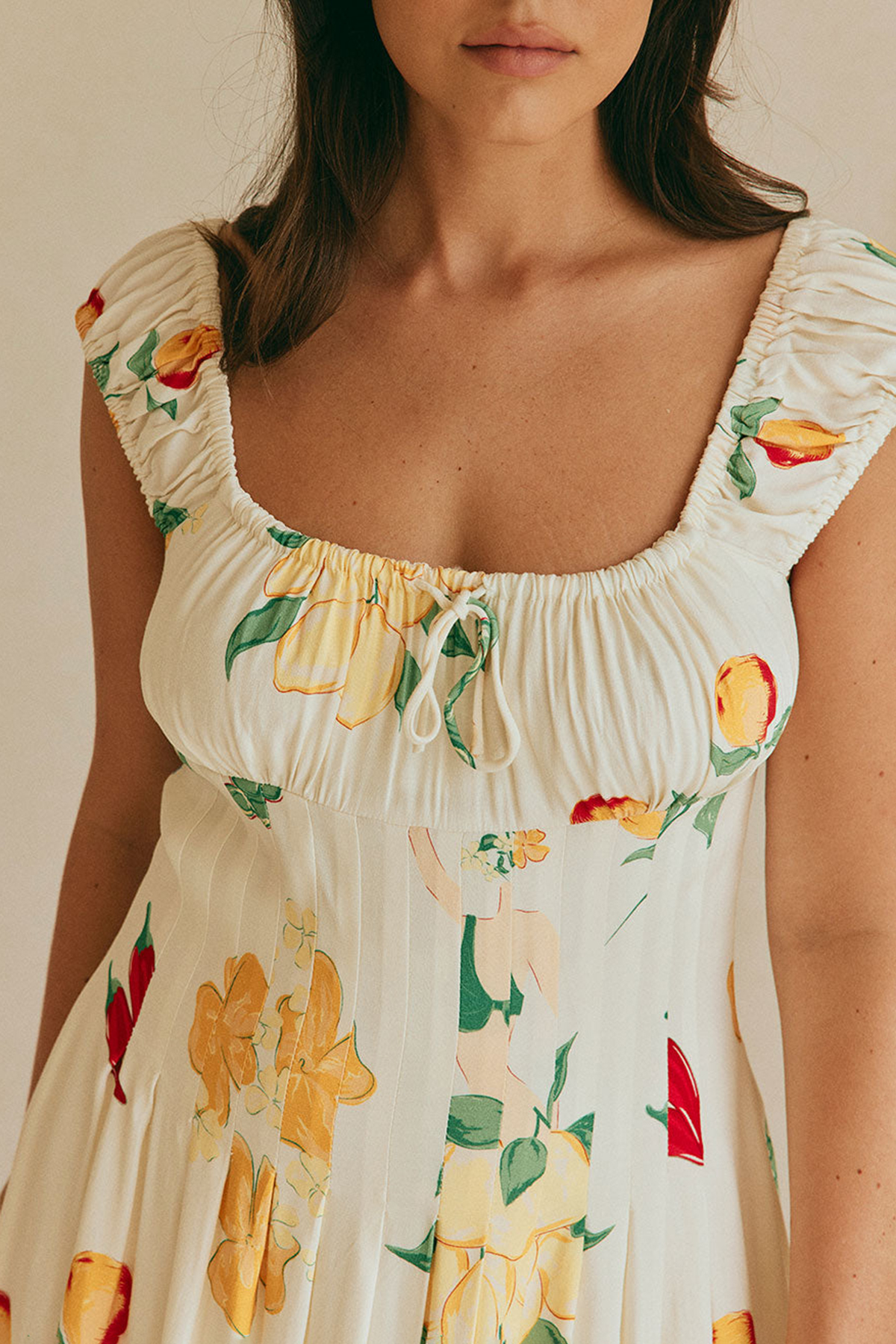 Square Neck Floral Print Maxi Dress