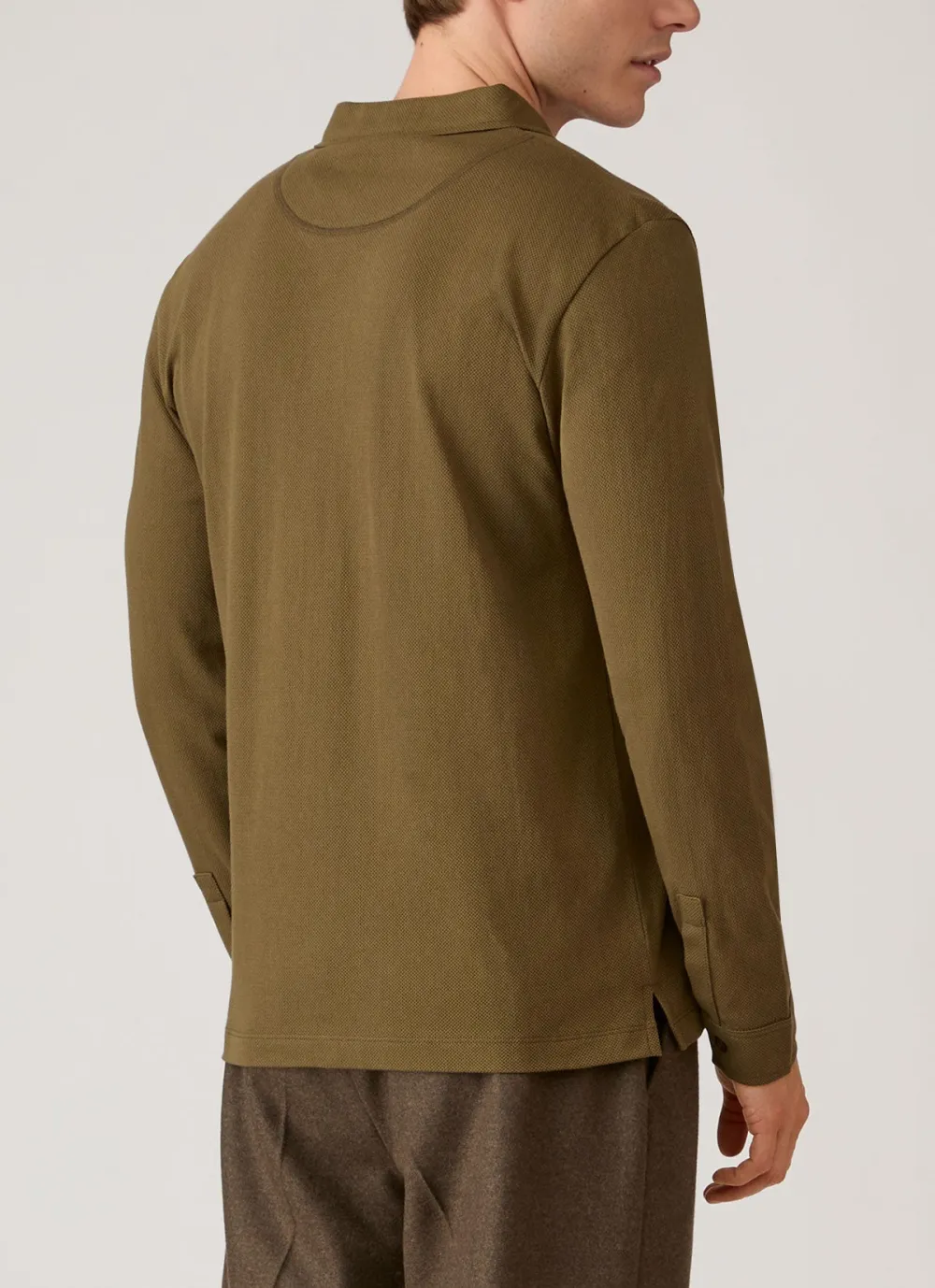 Polished Everyday Slim Fit Mesh Cotton Long Sleeve Polo Shirt