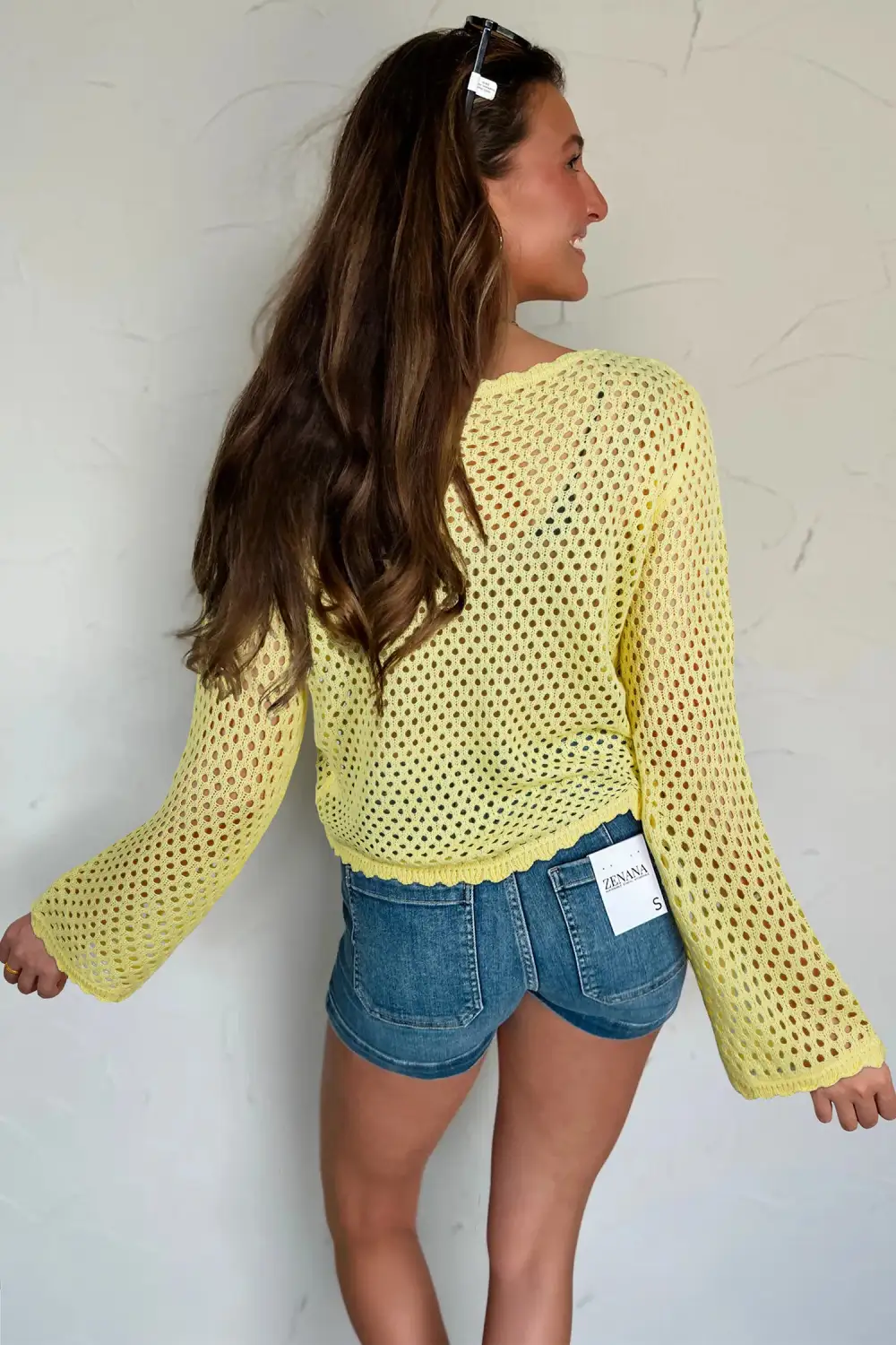 Knit Long Sleeve Openwork Top