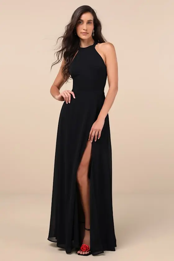 Confidently Charismatic Emerald Backless Halter Maxi Dress