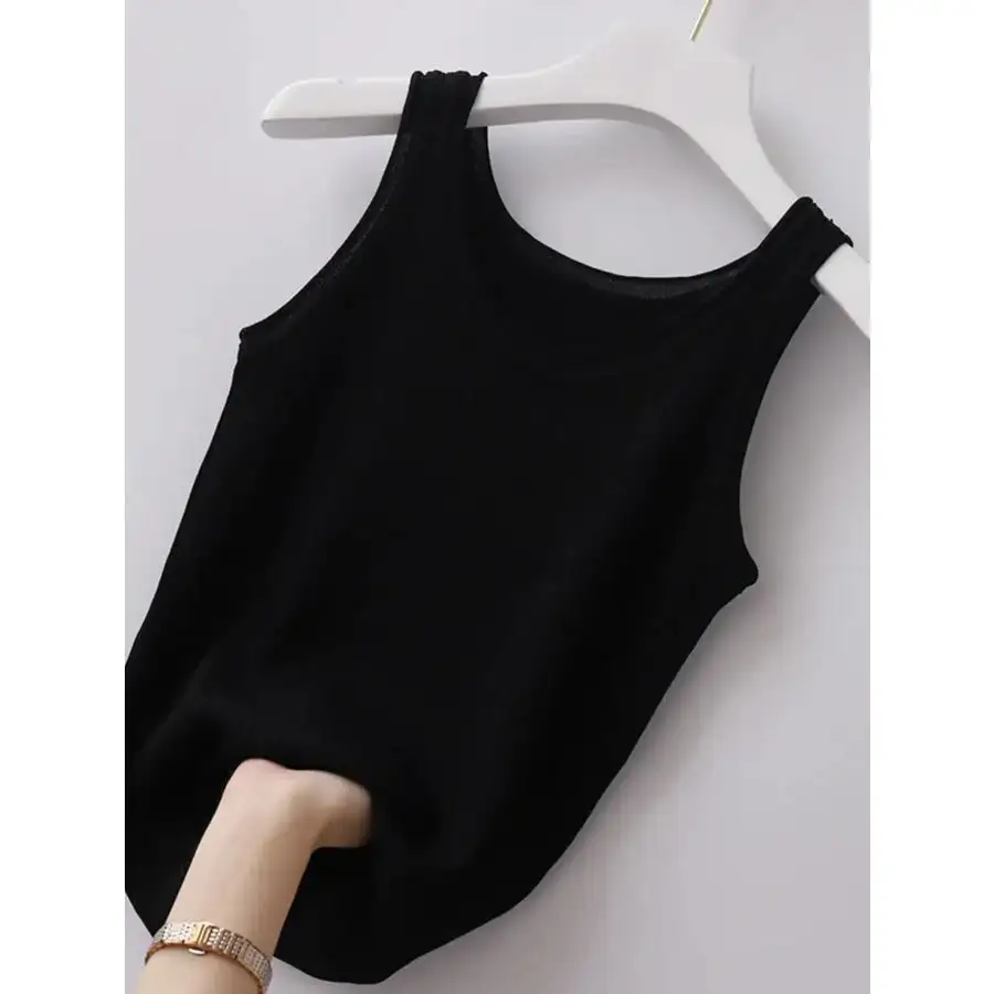 Plus Size Ribbed Knit Scoop Neck Tank