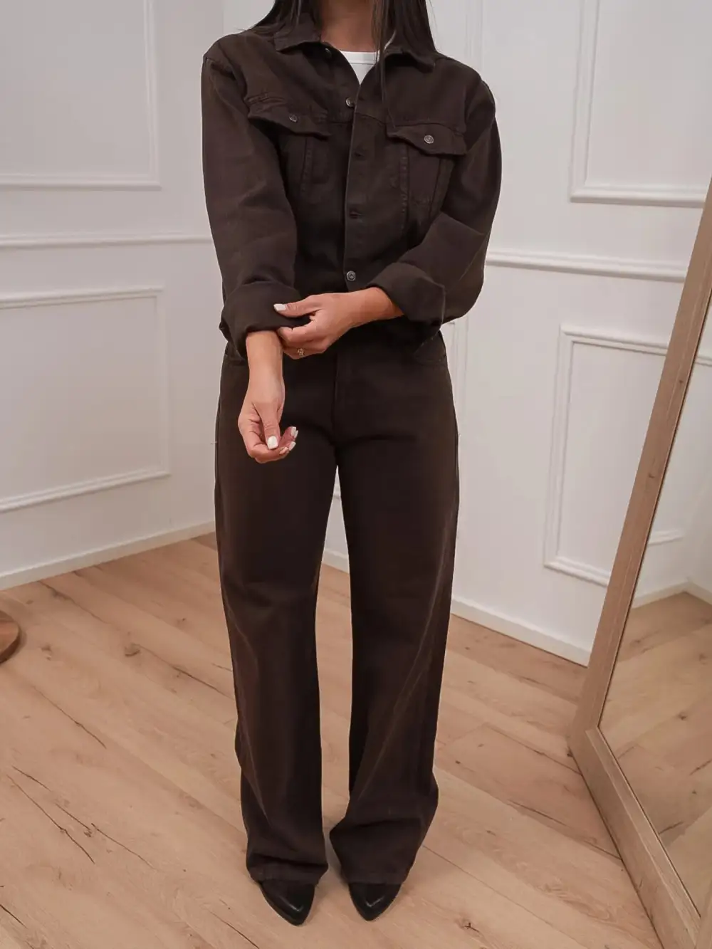Button Front Pocket Cotton Jumpsuit