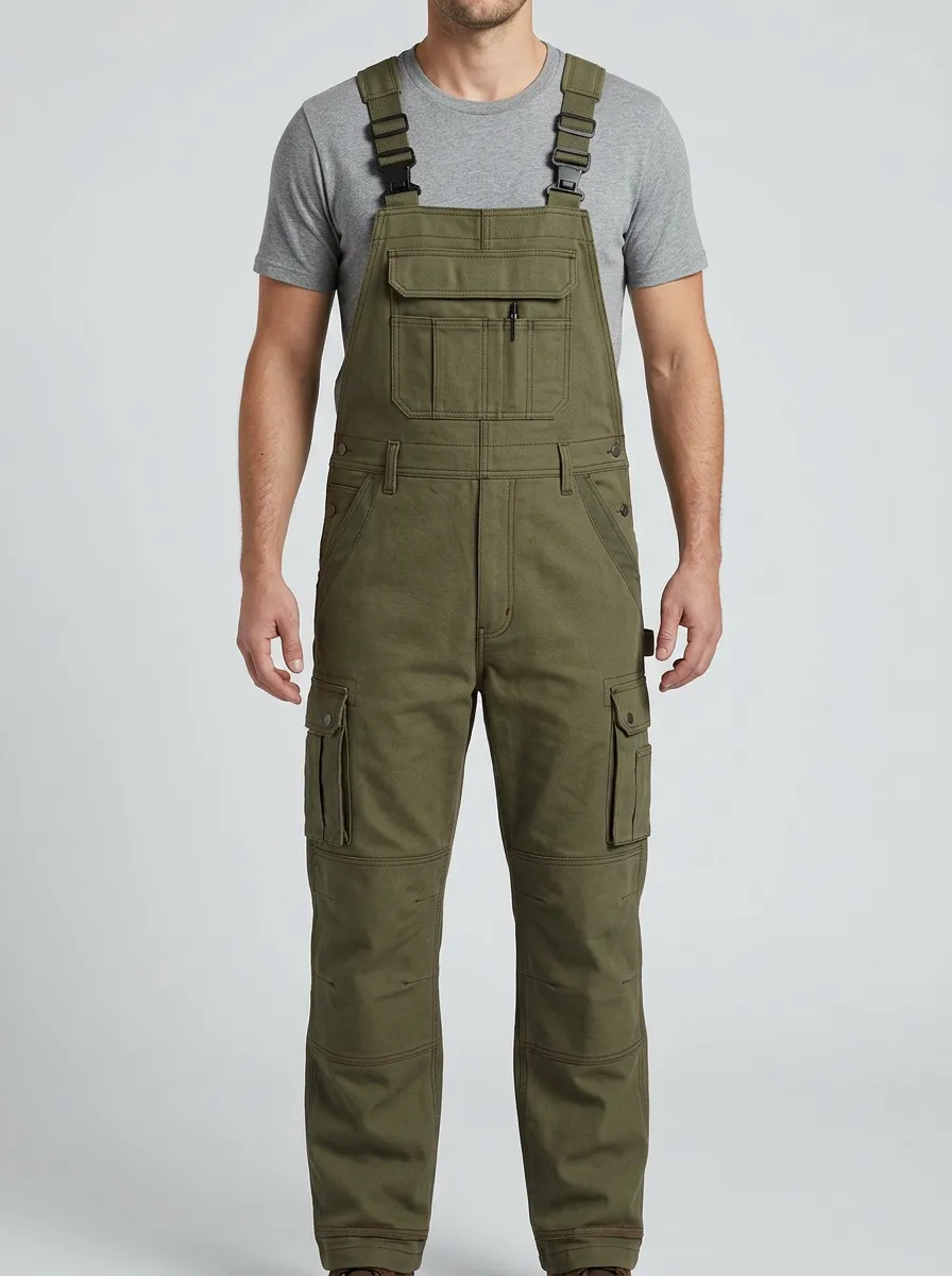 Men's Classic Multi-Pocket Cargo Outdoor Bib Work Overalls