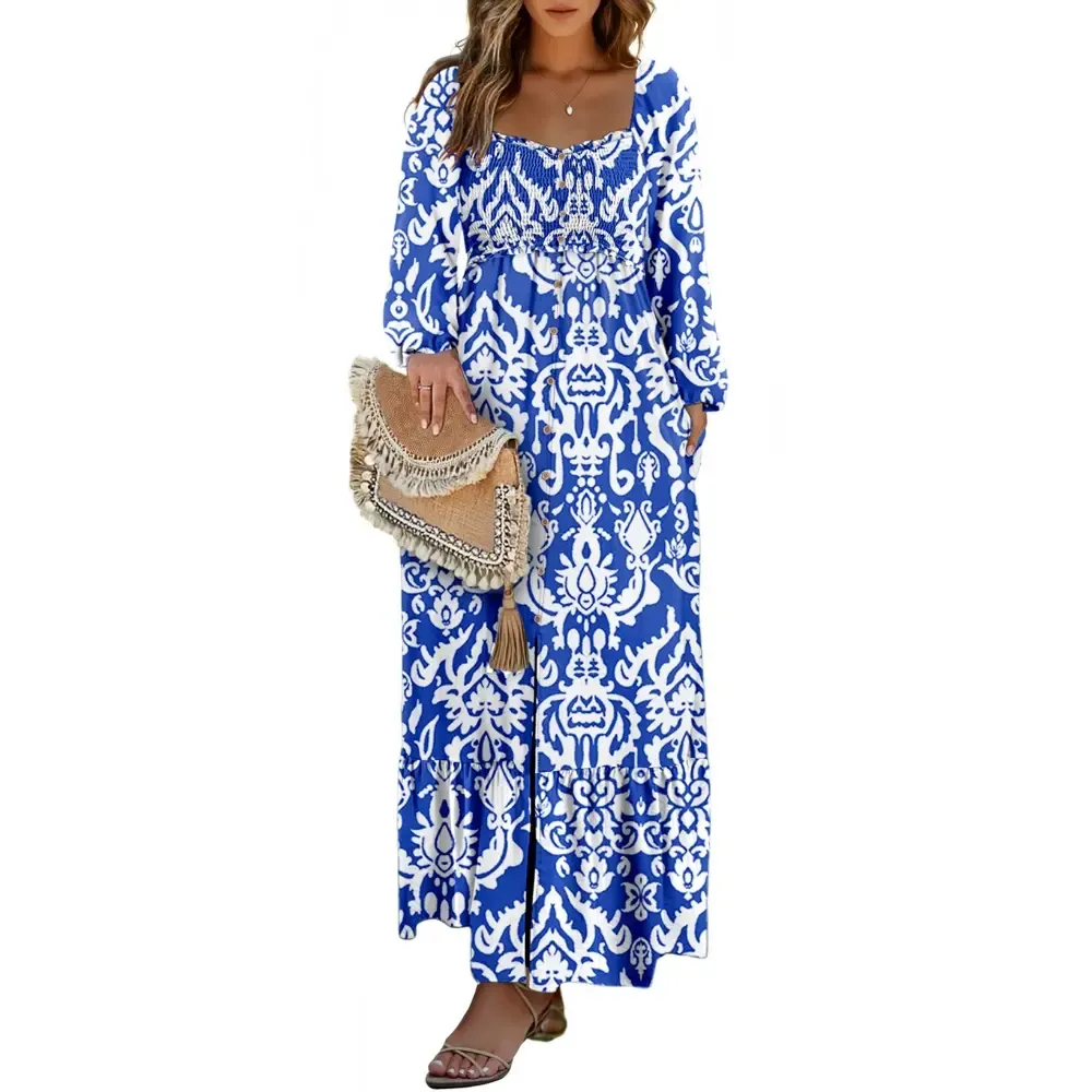 🔥Women's Bohemian FloralLong-Sleeve Dress