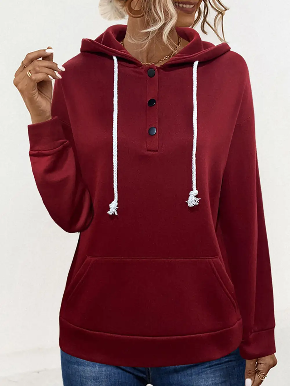 Hooded Drawstring Pocket Sweatshirt
