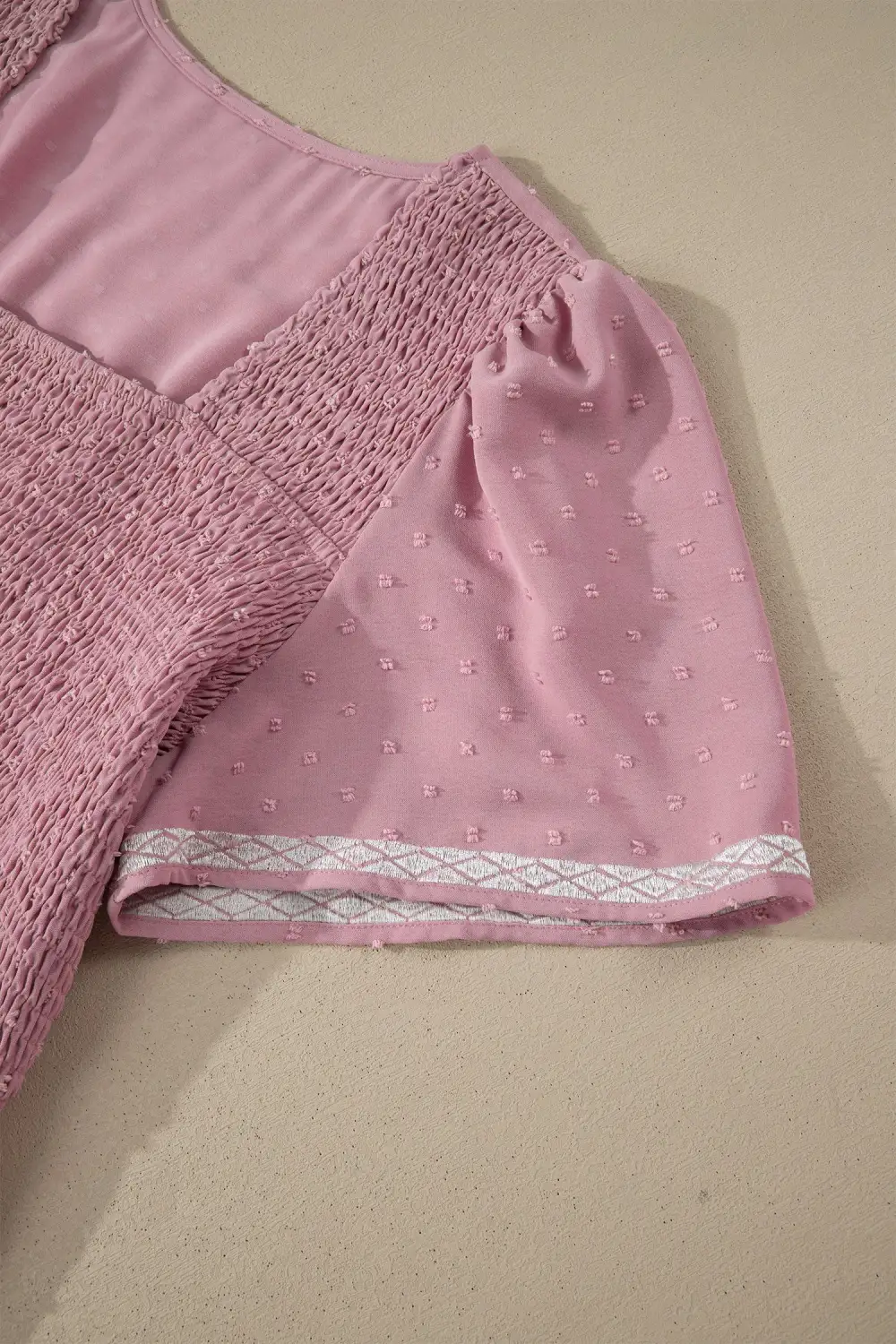Smocked Short Sleeve High Waist Midi Dress