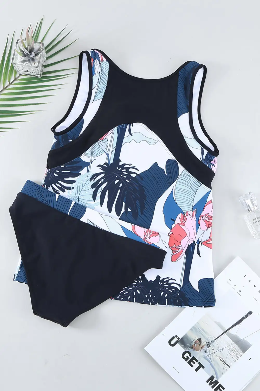 Printed Wide Strap Tankini Set Accessory