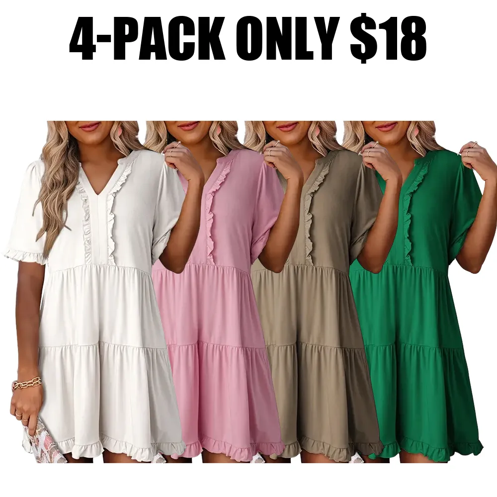 Women's V-neck Ruffle Dress