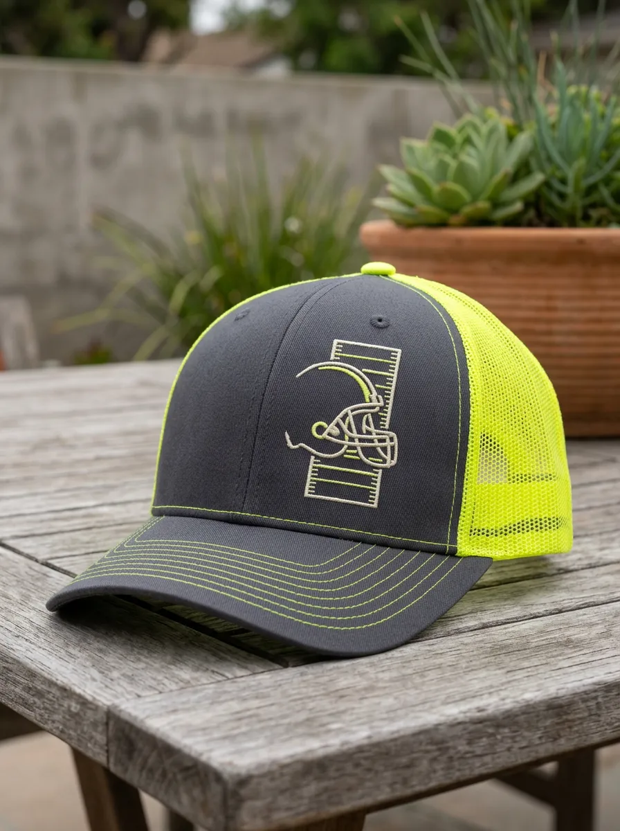 Men's Football Lover Helmet Field Graphic Embroidered Trucker Hat