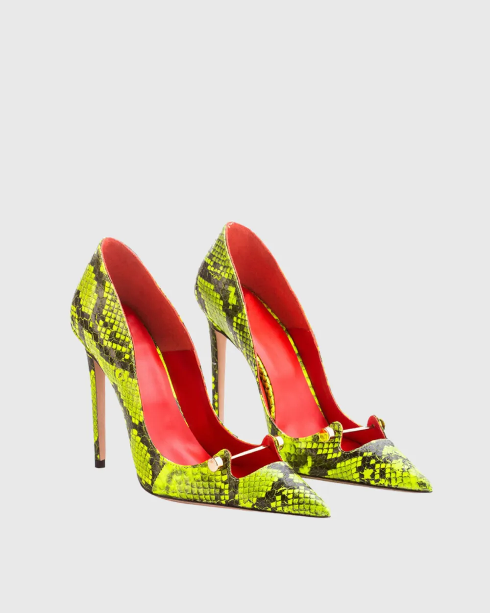 Snake Print Metal Cutout Pumps