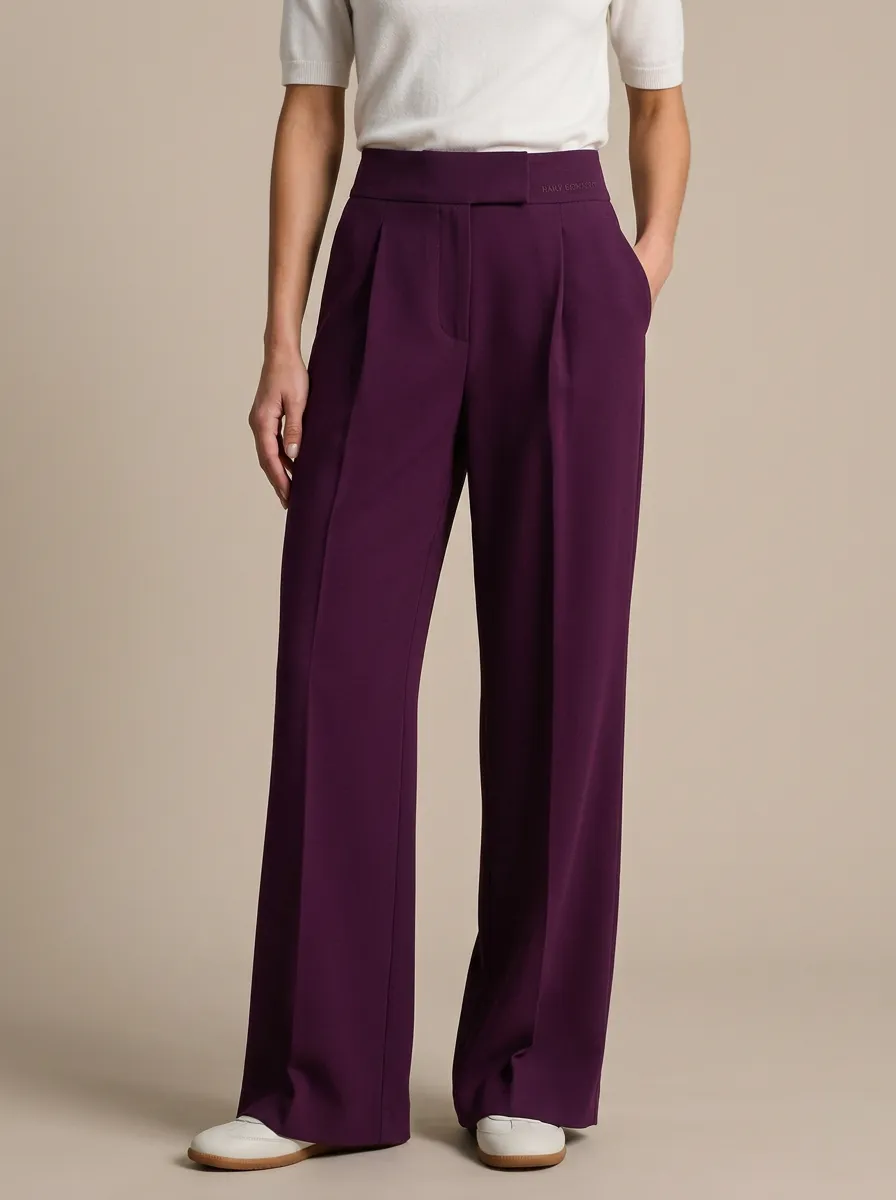 Clean-Line Wide-Leg Pleated Women's Wide-Leg Pants