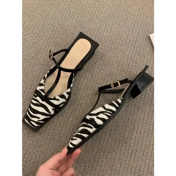 Square Toe T Strap Sandals