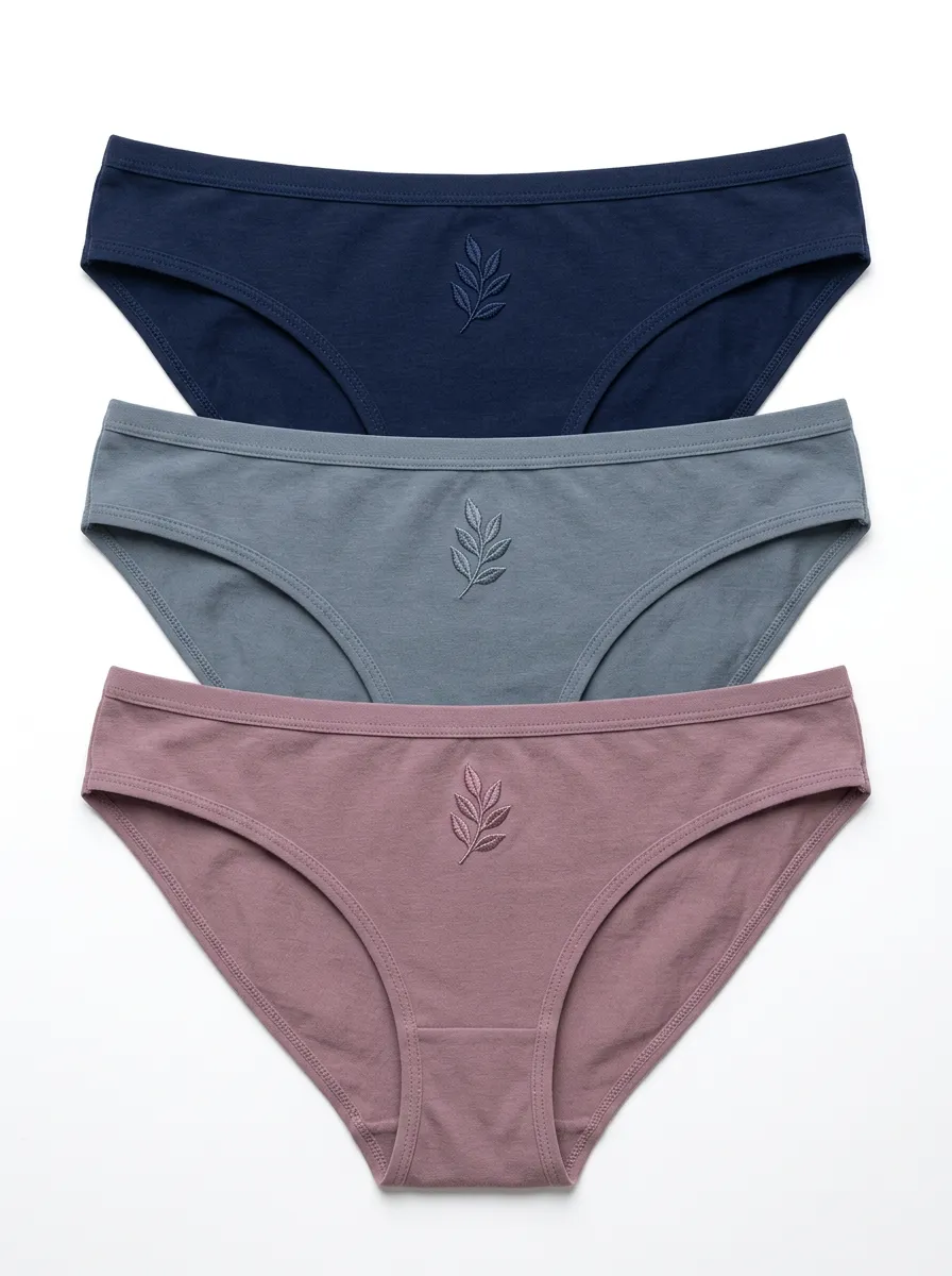 Women's Tonal Leaf Bikini Briefs Three Pack