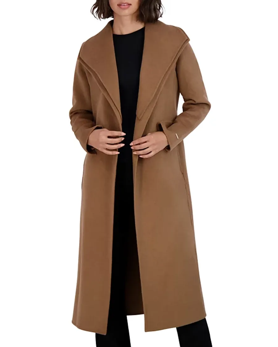 Long Sleeve Belted Wrap Coat