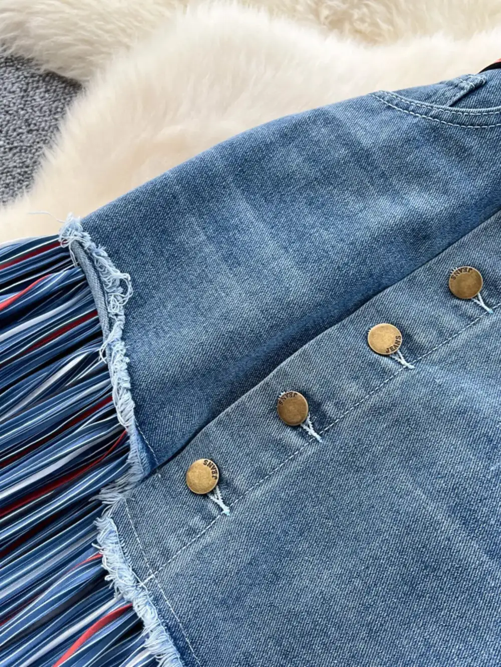 Full Size Patchwork Denim Skirt Plus Size