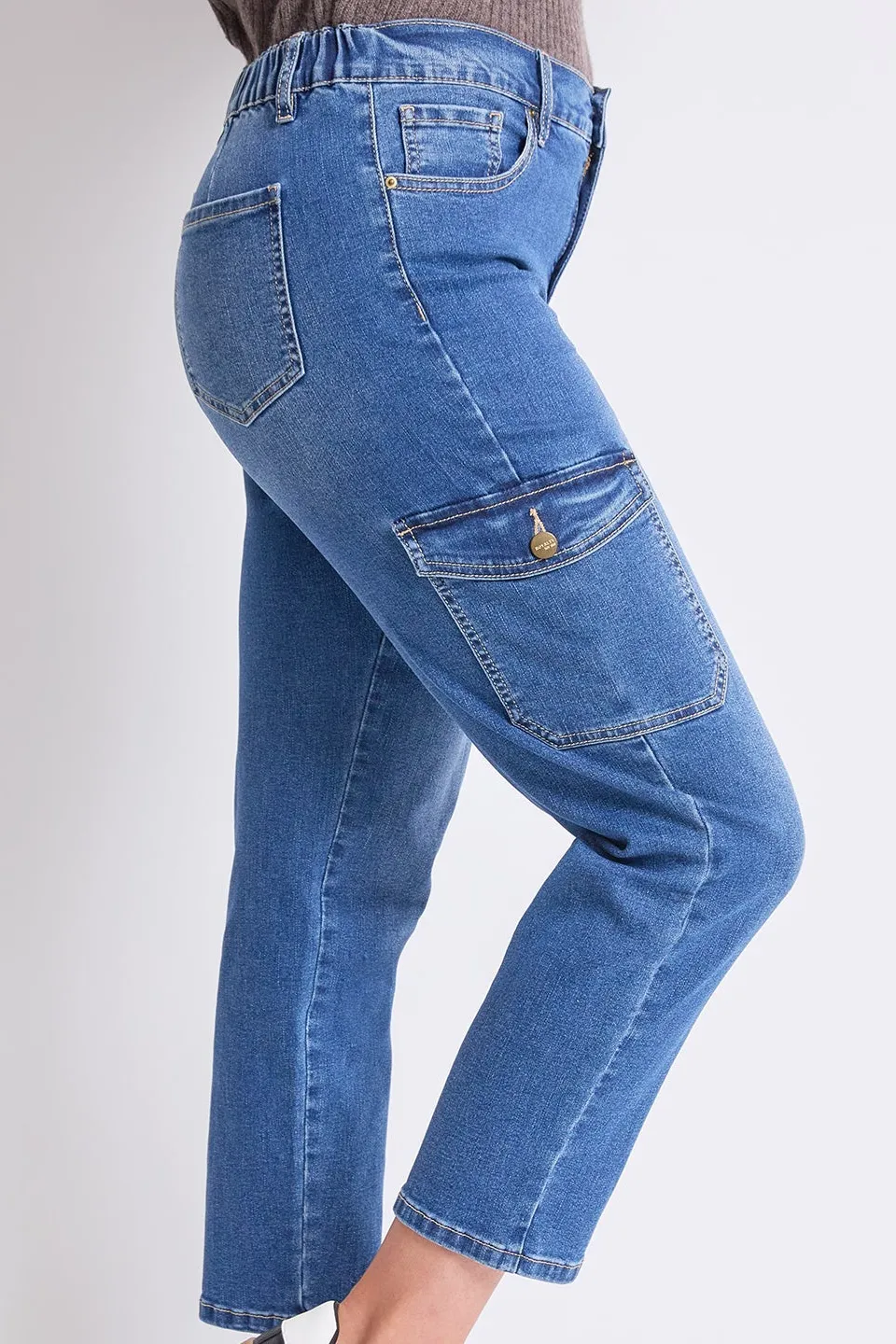 High Rise Slim Straight Cargo Jeans