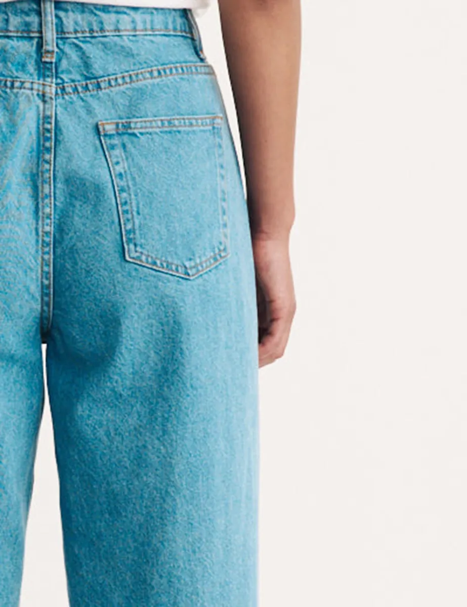 Light Wash Denim High Rise Wide Leg Jeans