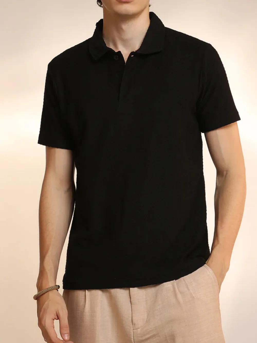 Black Casual Style Polo T-Shirt