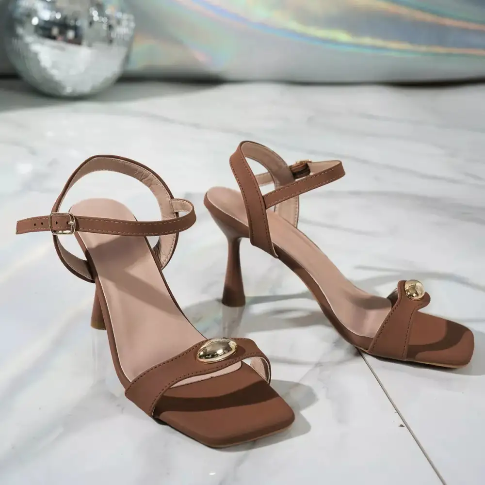 Lightweight Open Toe Flare Heels Sandals