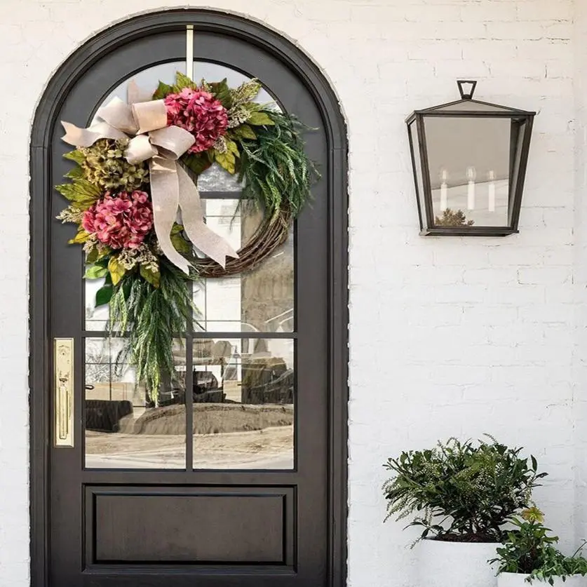 Farmhouse pink hydrangea wreath - Rustic home decor